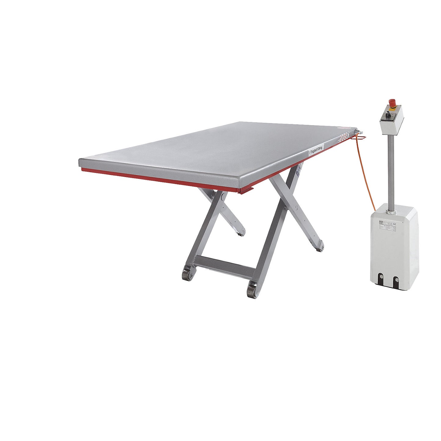Low profile lift table, G series, max. load 1500 kg, lifting range 90 - 850 mm, LxW 1600 x 900 mm, 400 V 3-phase.