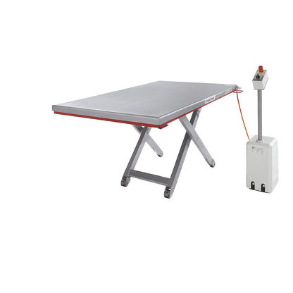 Low profile lift table, G series, max. load 1500 kg, lifting range 90 - 850 mm, LxW 1600 x 900 mm, 400 V 3-phase.