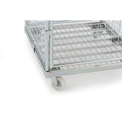 Security steel container with steel dolly, with intermediate shelf, with 2 doors.