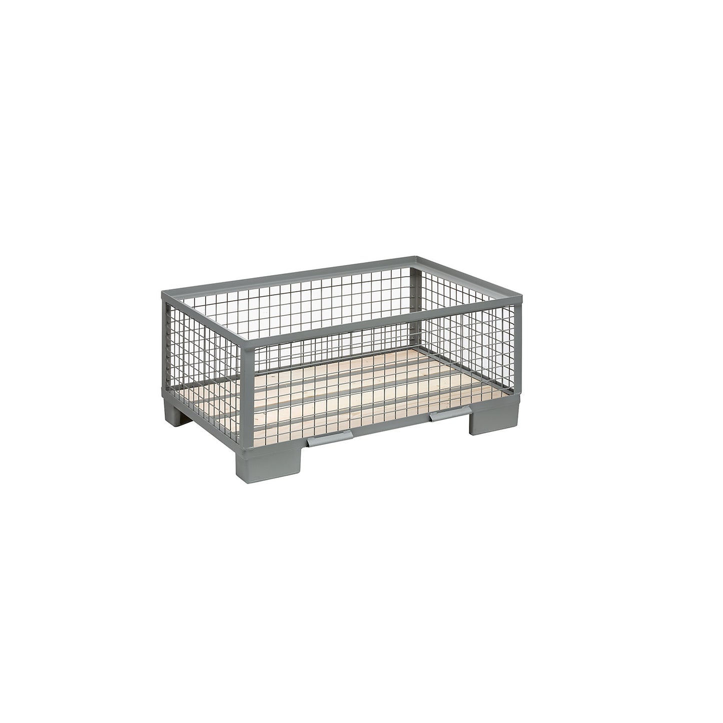 Mesh pallet, medium height, with 4 fixed walls, 1+ items.