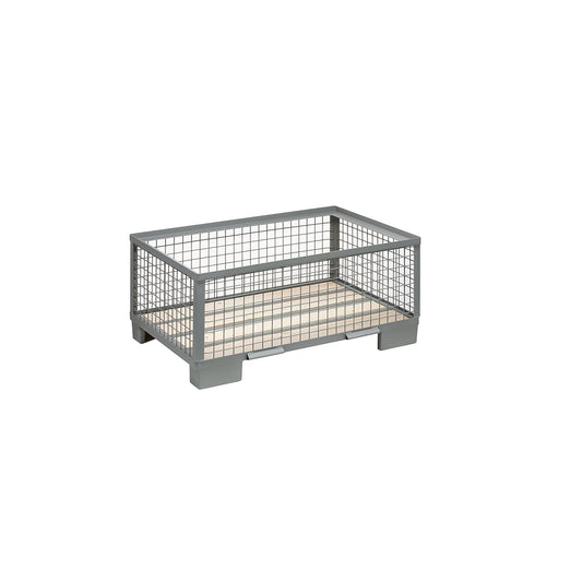 Mesh pallet, medium height, with 4 fixed walls, 1+ items.