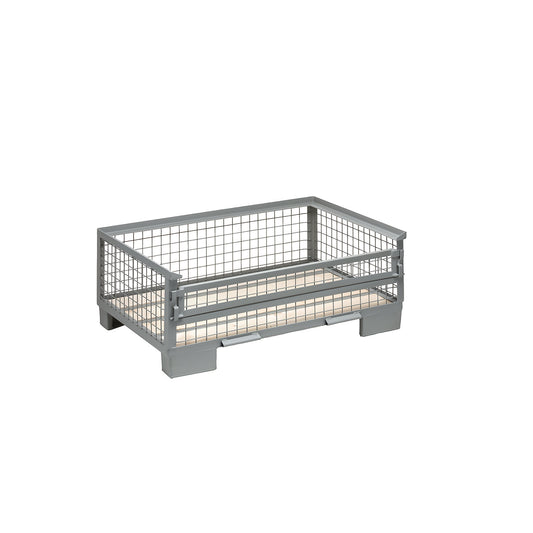 Mesh pallet, low profile, 1 long side with half drop gate, 1+ items.
