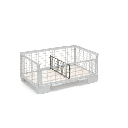 Mesh partition, for industrial mesh pallets, low profile, stone grey RAL 7030.