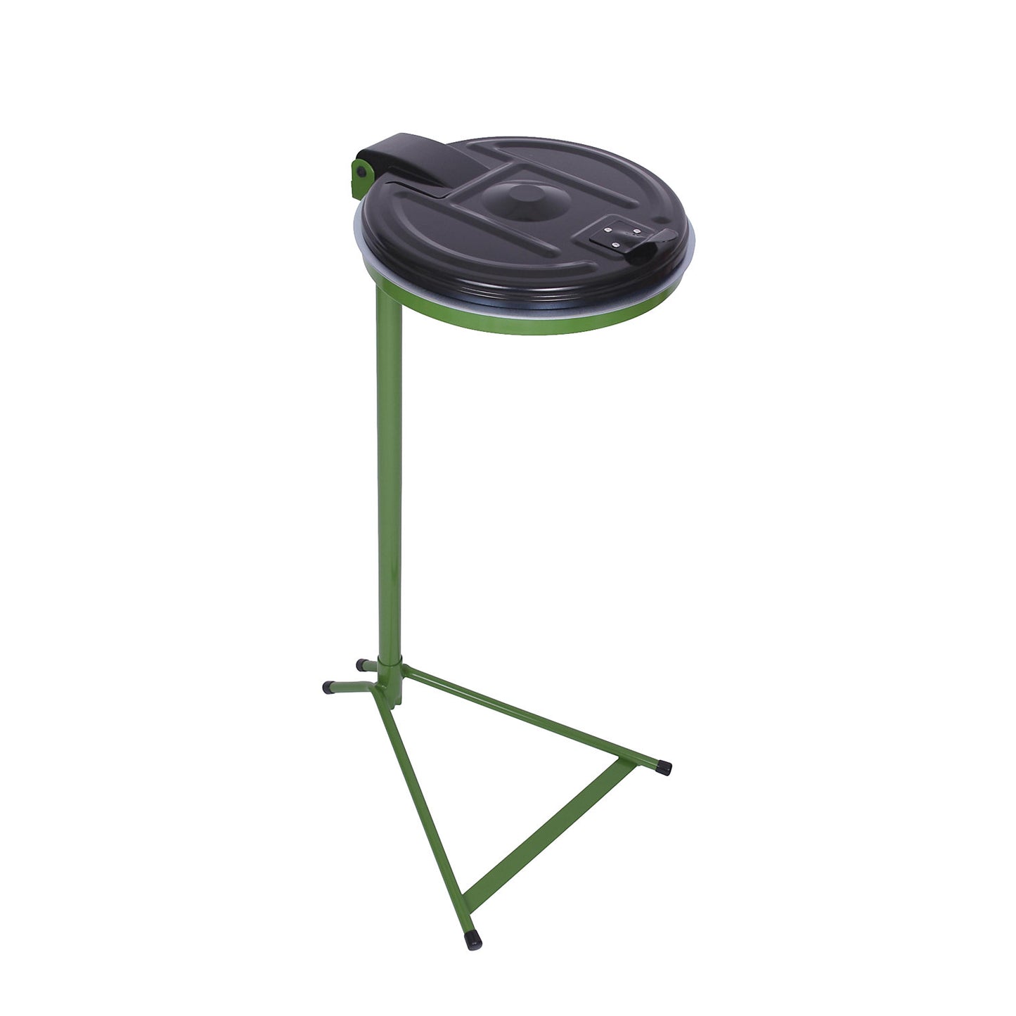 Waste sack stand, static frame, for capacity 120 l, green, plastic lid.