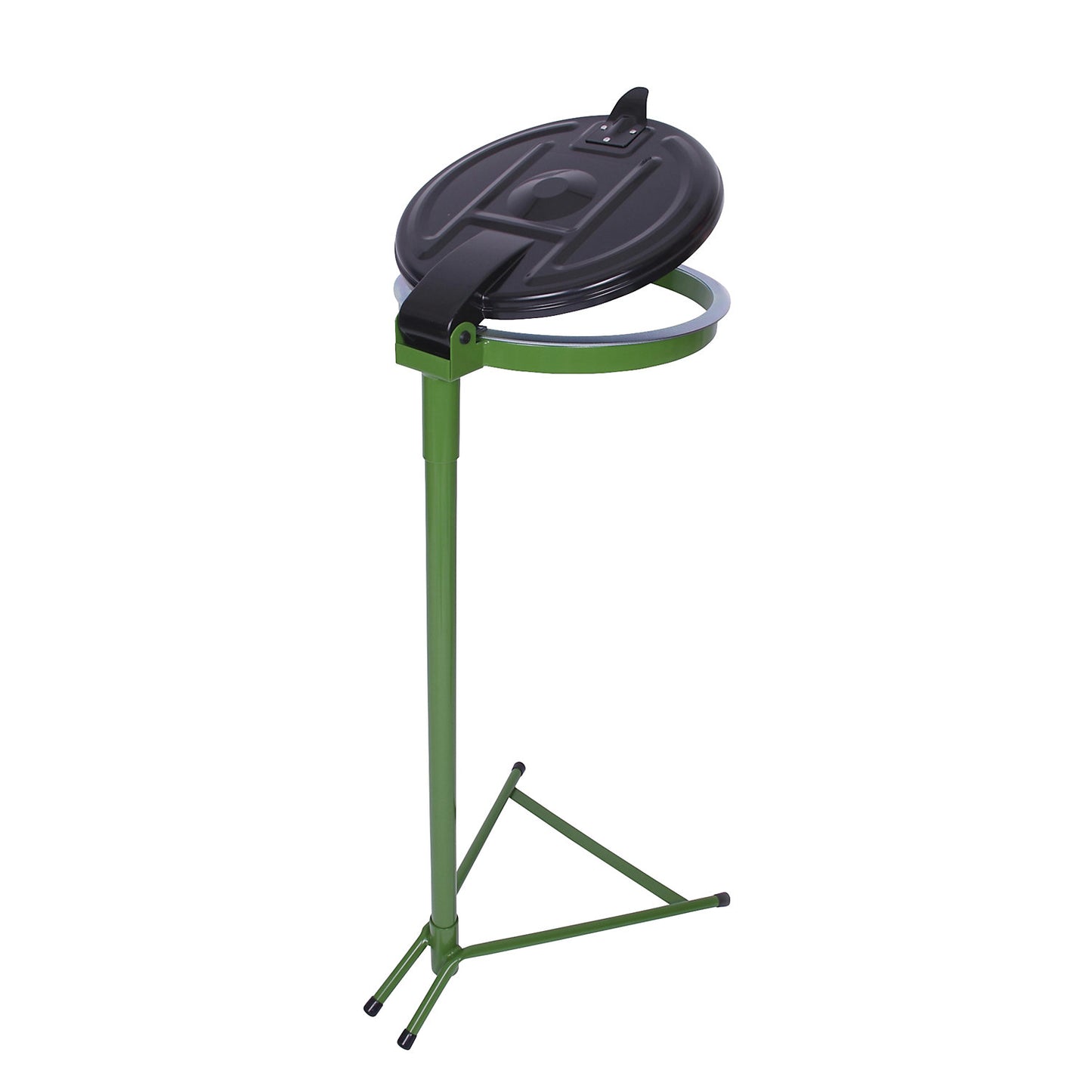 Waste sack stand, static frame, for capacity 120 l, green, plastic lid.
