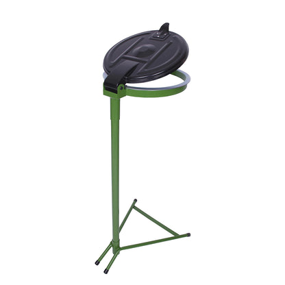 Waste sack stand, static frame, for capacity 120 l, green, plastic lid.