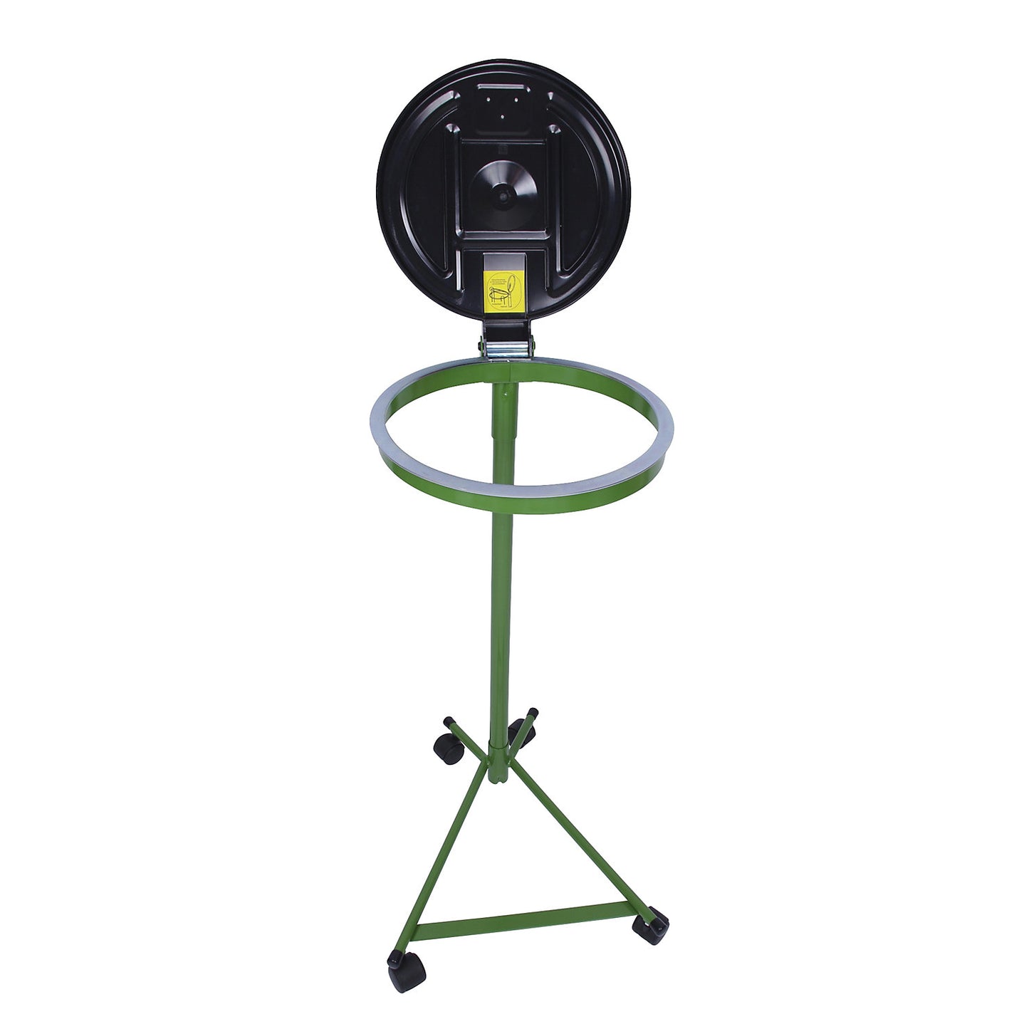 Waste sack stand, for capacity 120 l, 4-wheeled base, green, plastic lid.