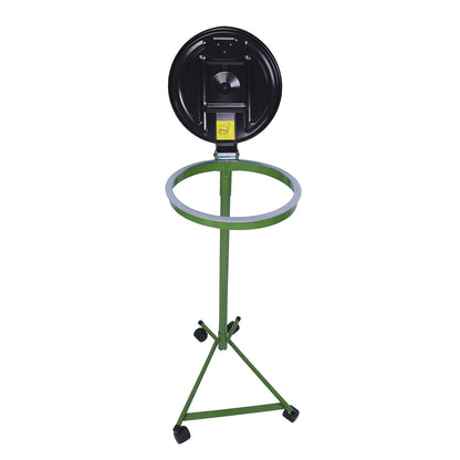 Waste sack stand, for capacity 120 l, 4-wheeled base, green, plastic lid.