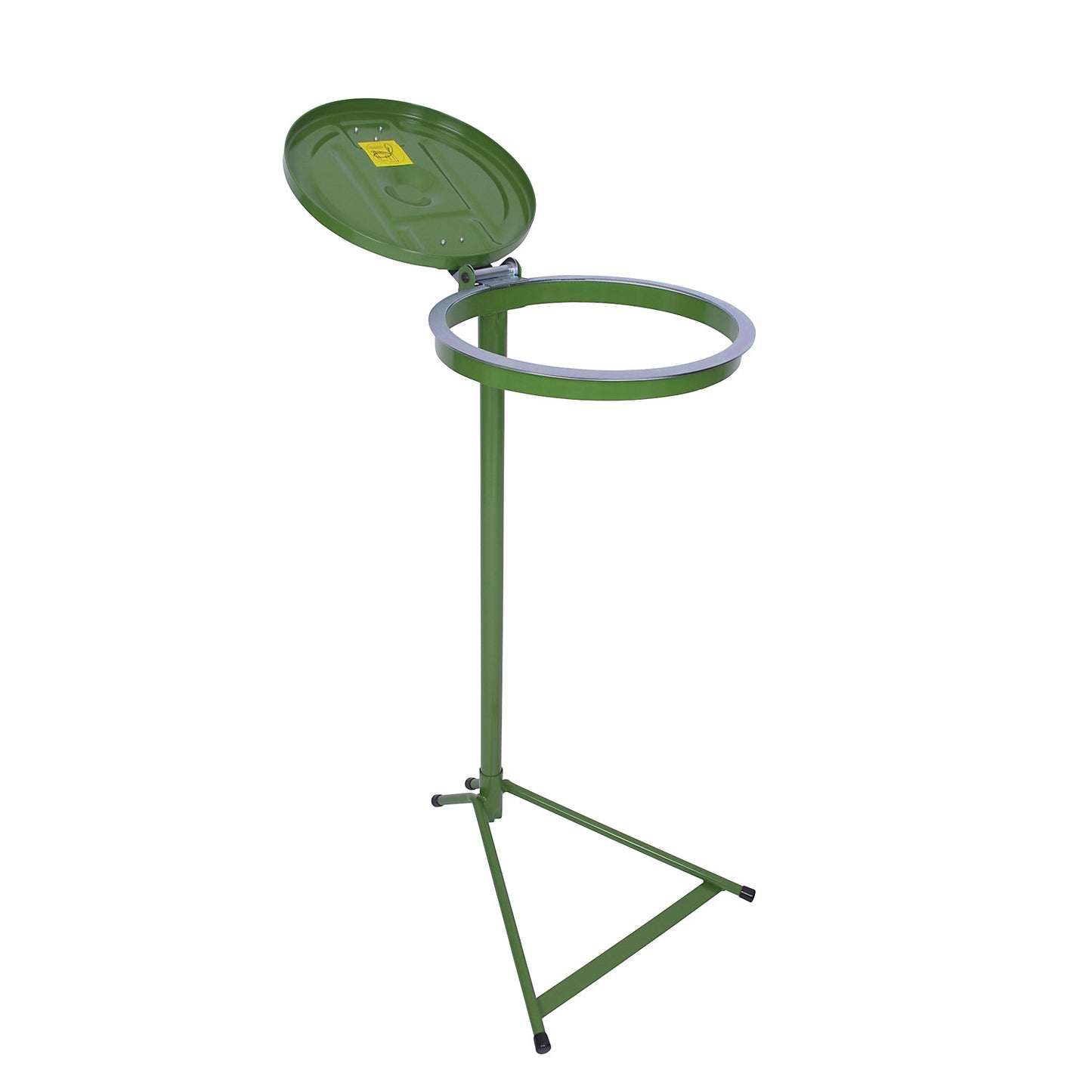 Waste sack stand, static frame, for capacity 120 l, green, steel lid.