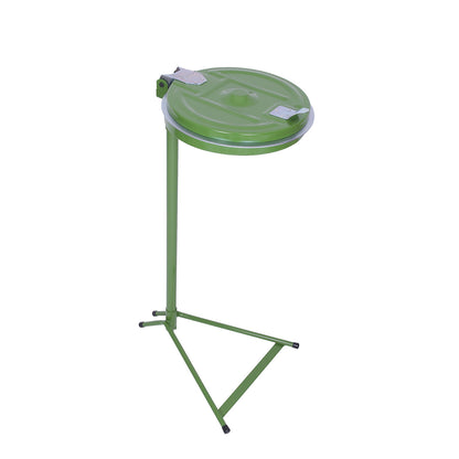 Waste sack stand, static frame, for capacity 120 l, green, steel lid.