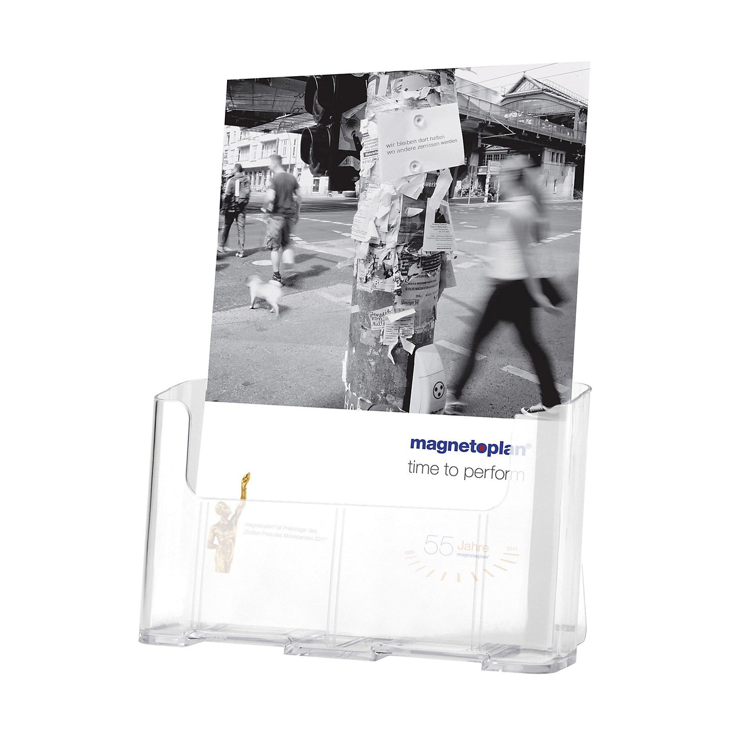 STANDARD brochure holder, for A4 portrait, pack of 2, crystal clear polystyrene.