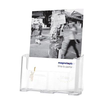 STANDARD brochure holder, for A4 portrait, pack of 2, crystal clear polystyrene.