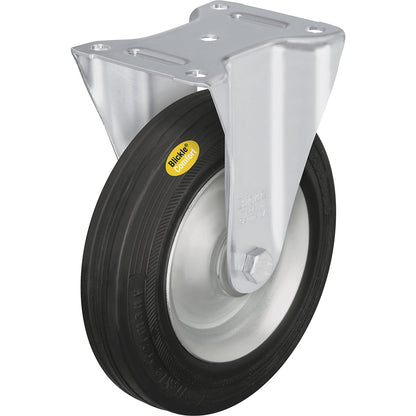 Two component solid rubber tyre, wheel Ø x width 140 x 37.5 mm, fixed castor.