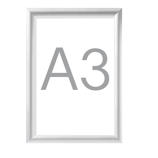 Designer folding frames, aluminium profile, silver anodised, pack of 2, A3, HxW 451 x 328 mm.