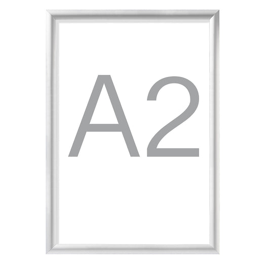 Designer folding frames, aluminium profile, silver anodised, pack of 2, A2, HxW 625 x 451 mm.