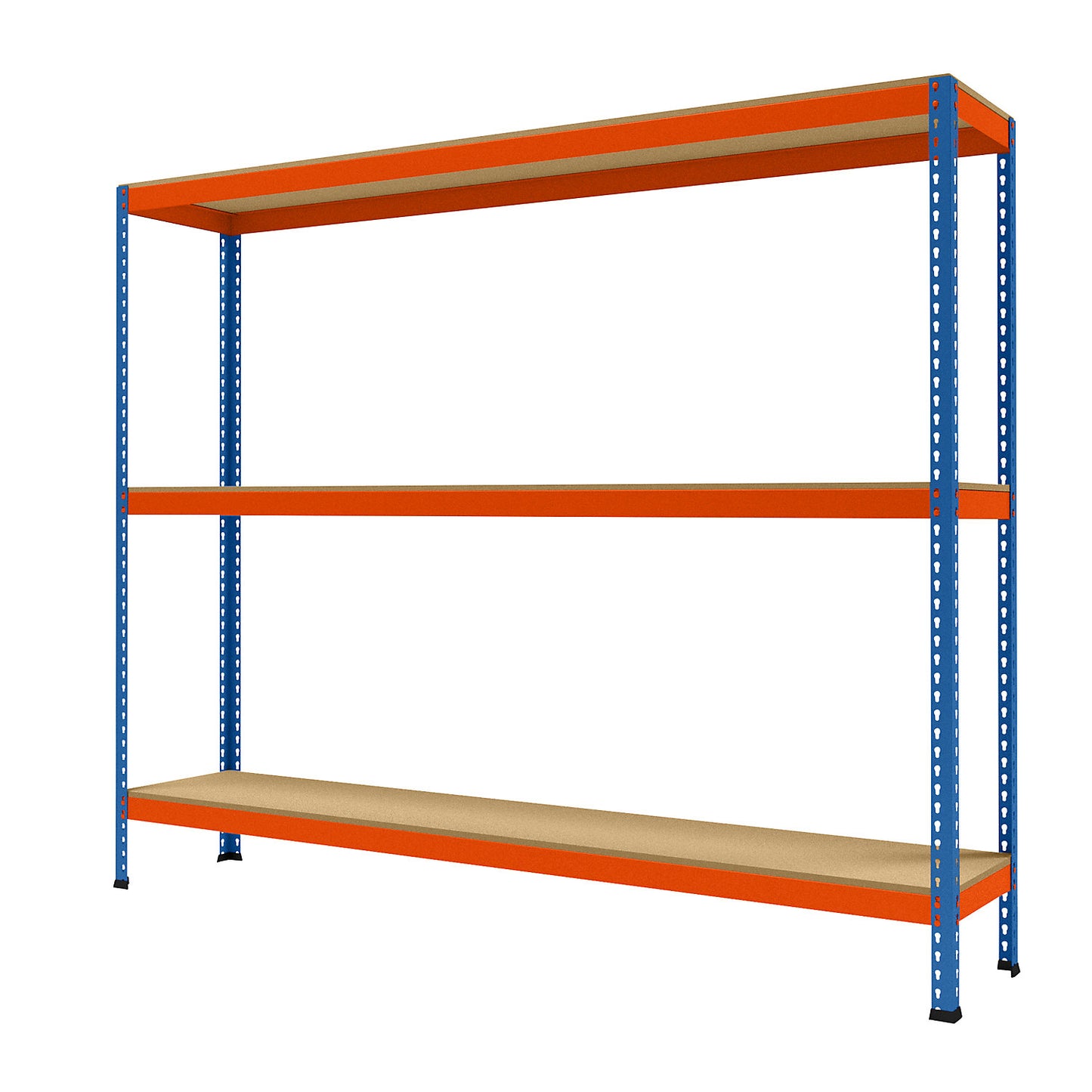 Wide span heavy duty shelving, height 1981 mm, overall depth 468 mm, width 2450 mm.