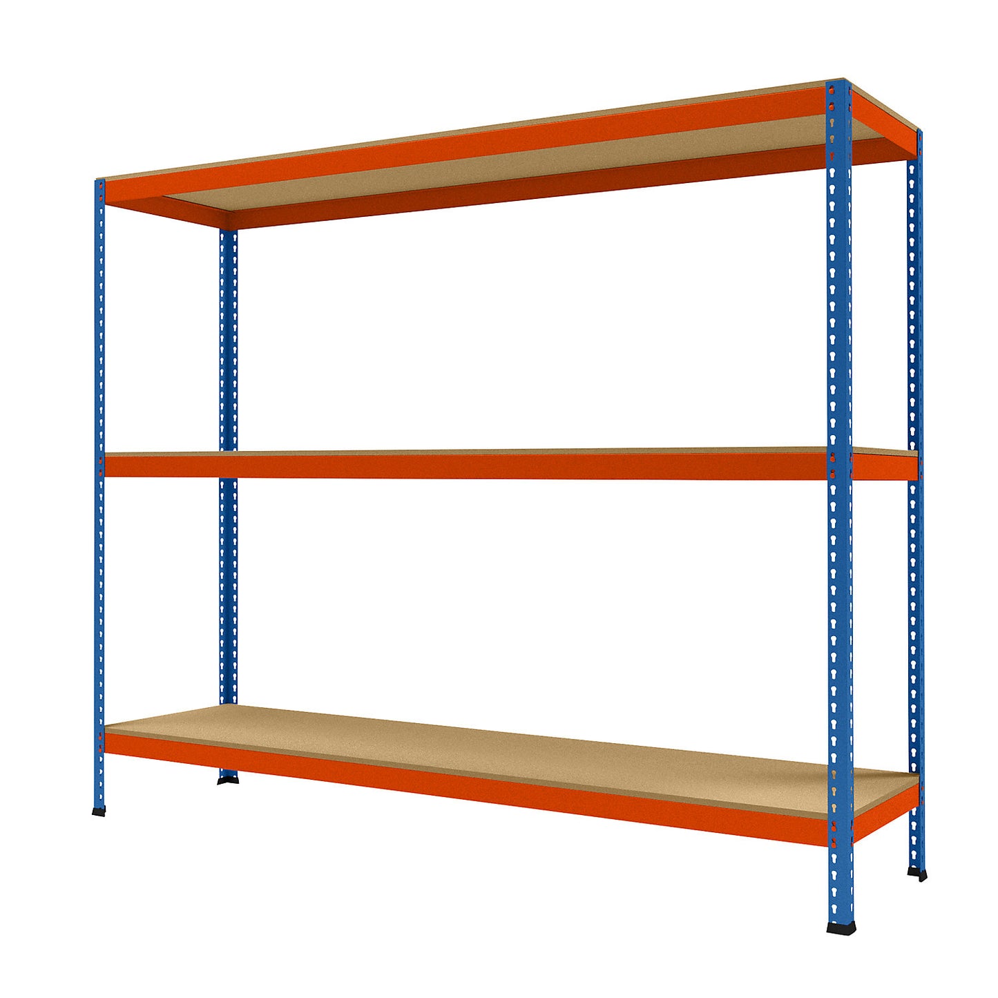 Wide span heavy duty shelving, height 1981 mm, overall depth 621 mm, width 2450 mm.