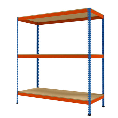 Wide span heavy duty shelving, height 1981 mm, overall depth 773 mm, width 1841 mm.