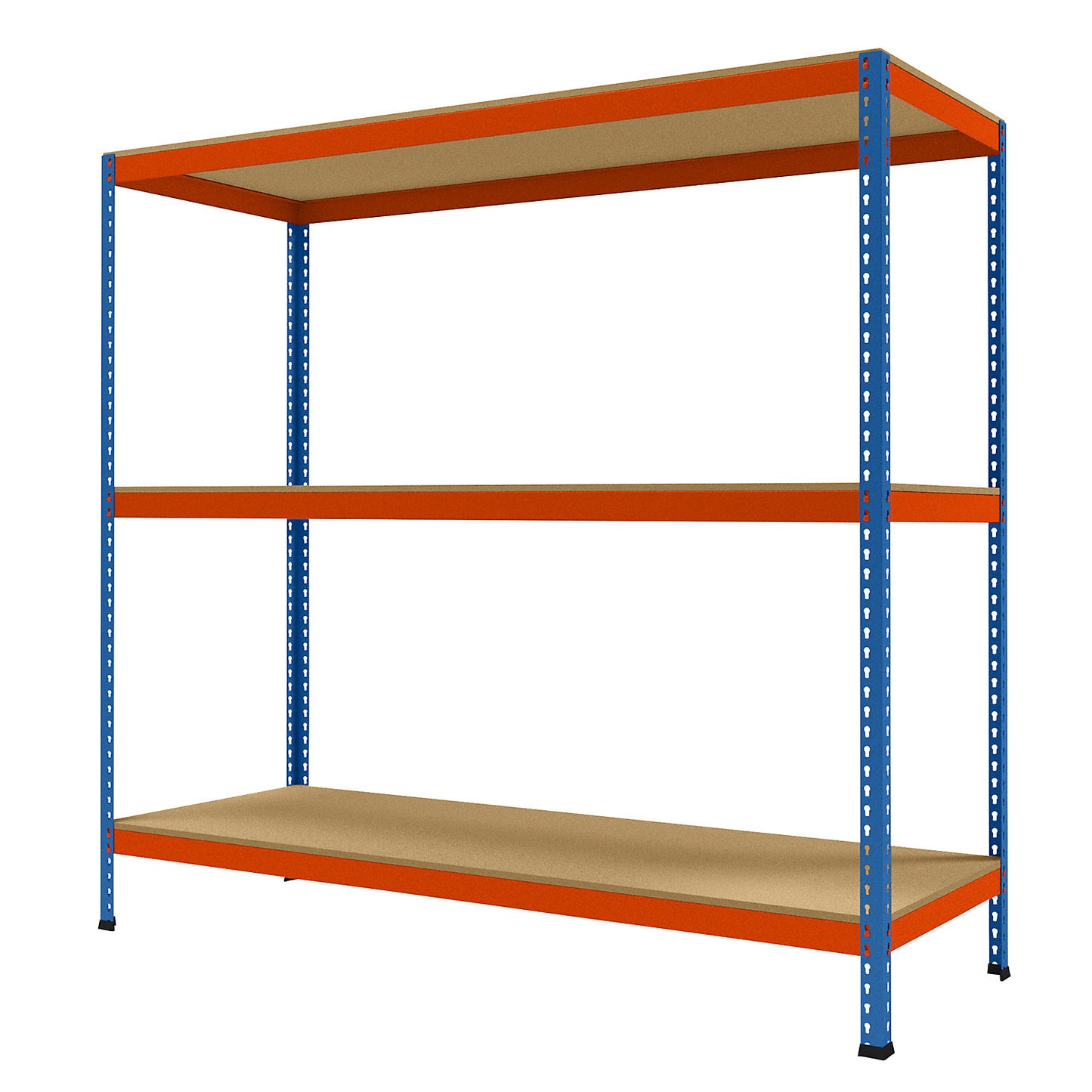 Wide span heavy duty shelving, height 1981 mm, overall depth 773 mm, width 2146 mm.