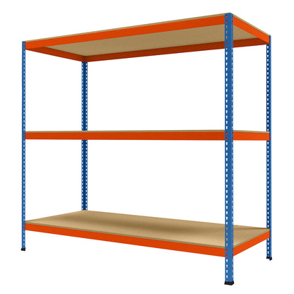 Wide span heavy duty shelving, height 1981 mm, overall depth 926 mm, width 2146 mm.