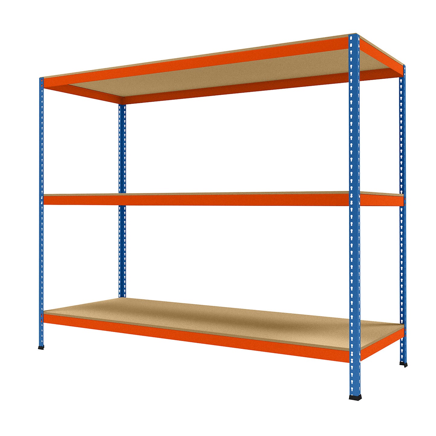 Wide span heavy duty shelving, height 1981 mm, overall depth 926 mm, width 2450 mm.
