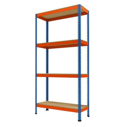 Wide span heavy duty shelving, height 2438 mm, overall depth 468 mm, width 1231 mm.