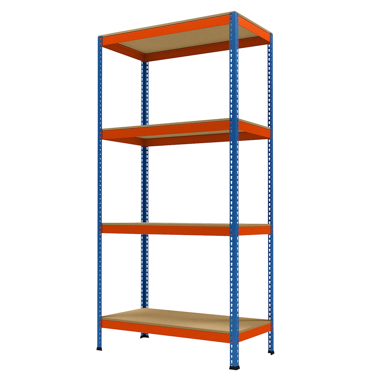 Wide span heavy duty shelving, height 2438 mm, overall depth 621 mm, width 1231 mm.