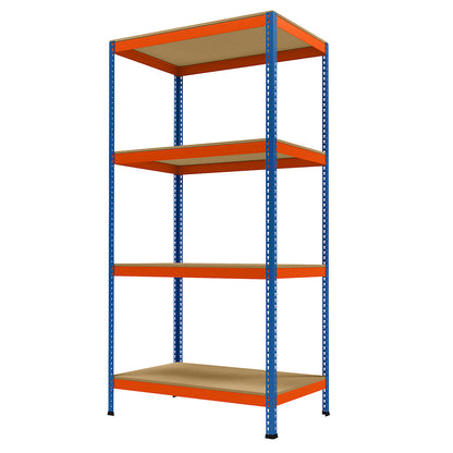 Wide span heavy duty shelving, height 2438 mm, overall depth 773 mm, width 1231 mm.