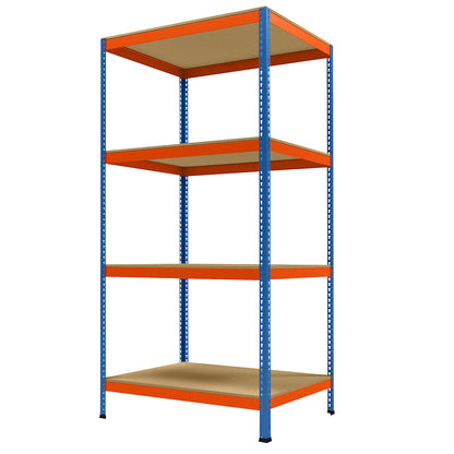 Wide span heavy duty shelving, height 2438 mm, overall depth 926 mm, width 1231 mm.