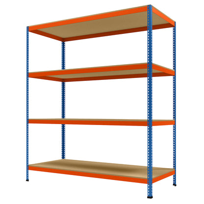Wide span heavy duty shelving, height 2438 mm, overall depth 926 mm, width 2146 mm.