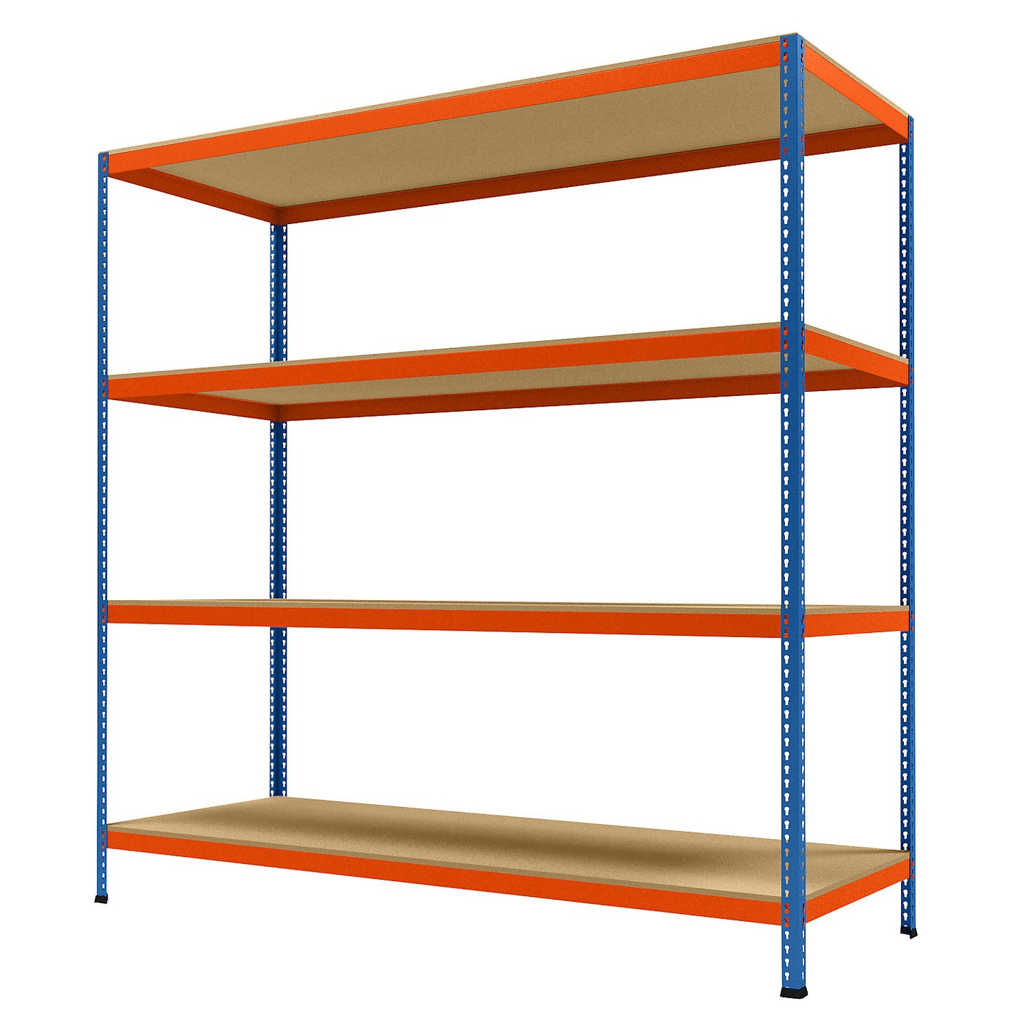 Wide span heavy duty shelving, height 2438 mm, overall depth 926 mm, width 2450 mm.