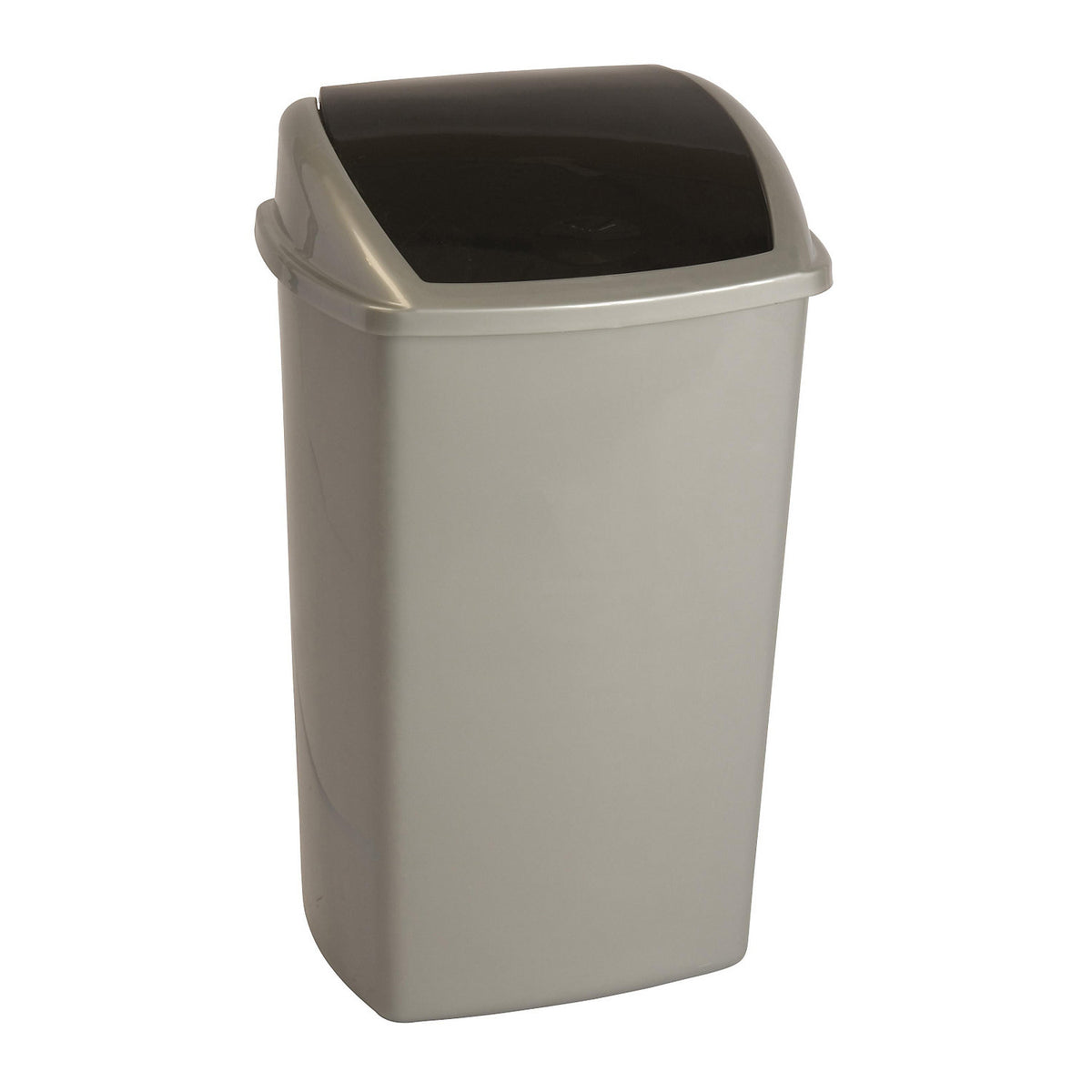 Waste collector with swing lid, capacity 50 l, WxHxD 310 x 680 x 400 mm, grey/black.