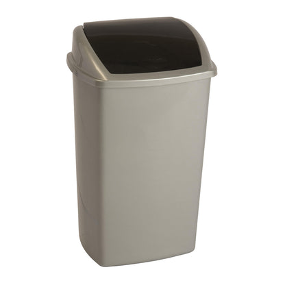 Waste collector with swing lid, capacity 50 l, WxHxD 310 x 680 x 400 mm, grey/black.