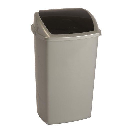 Waste collector with swing lid, capacity 50 l, WxHxD 310 x 680 x 400 mm, grey/black.