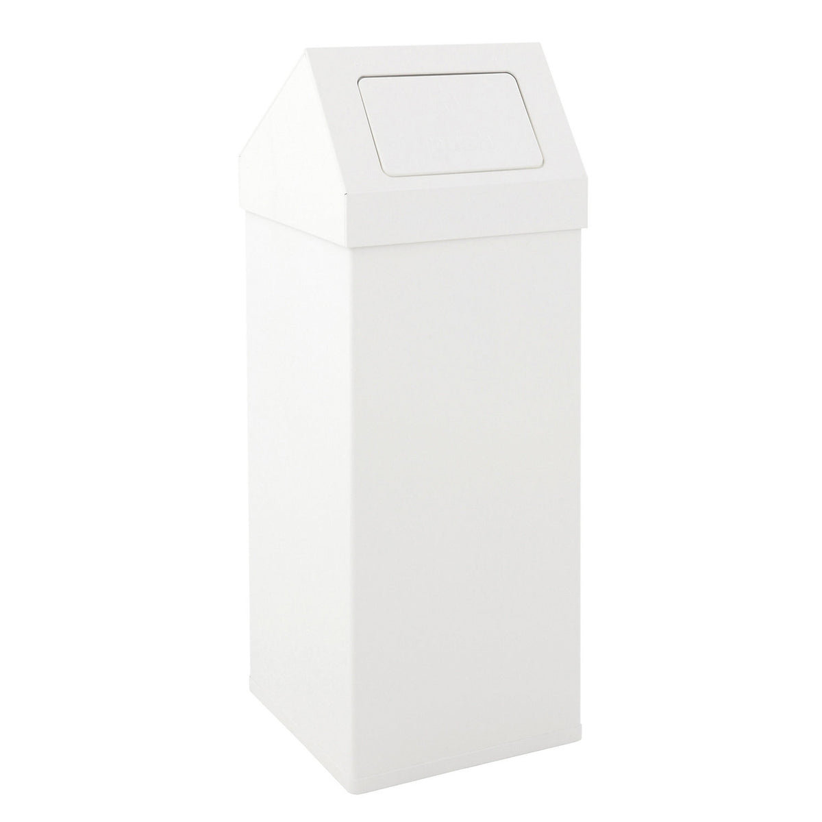 Waste collector, aluminium, with push lid, capacity 110 L, WxHxD 390 x 1000 x 390 mm, white.