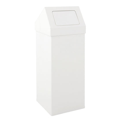 Waste collector, aluminium, with push lid, capacity 110 L, WxHxD 390 x 1000 x 390 mm, white.