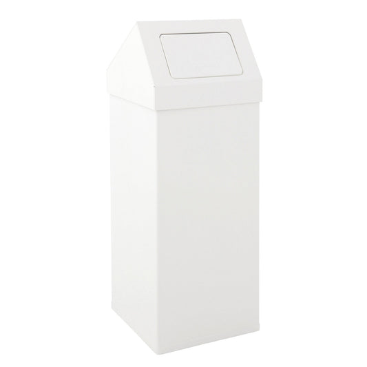 Waste collector, aluminium, with push lid, capacity 110 L, WxHxD 390 x 1000 x 390 mm, white.