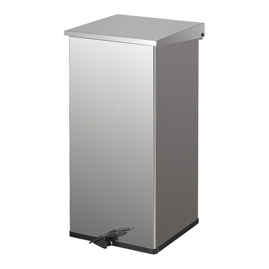 Waste collector with pedal, capacity 110 l, WxHxD 390 x 800 x 390 mm, stainless steel.