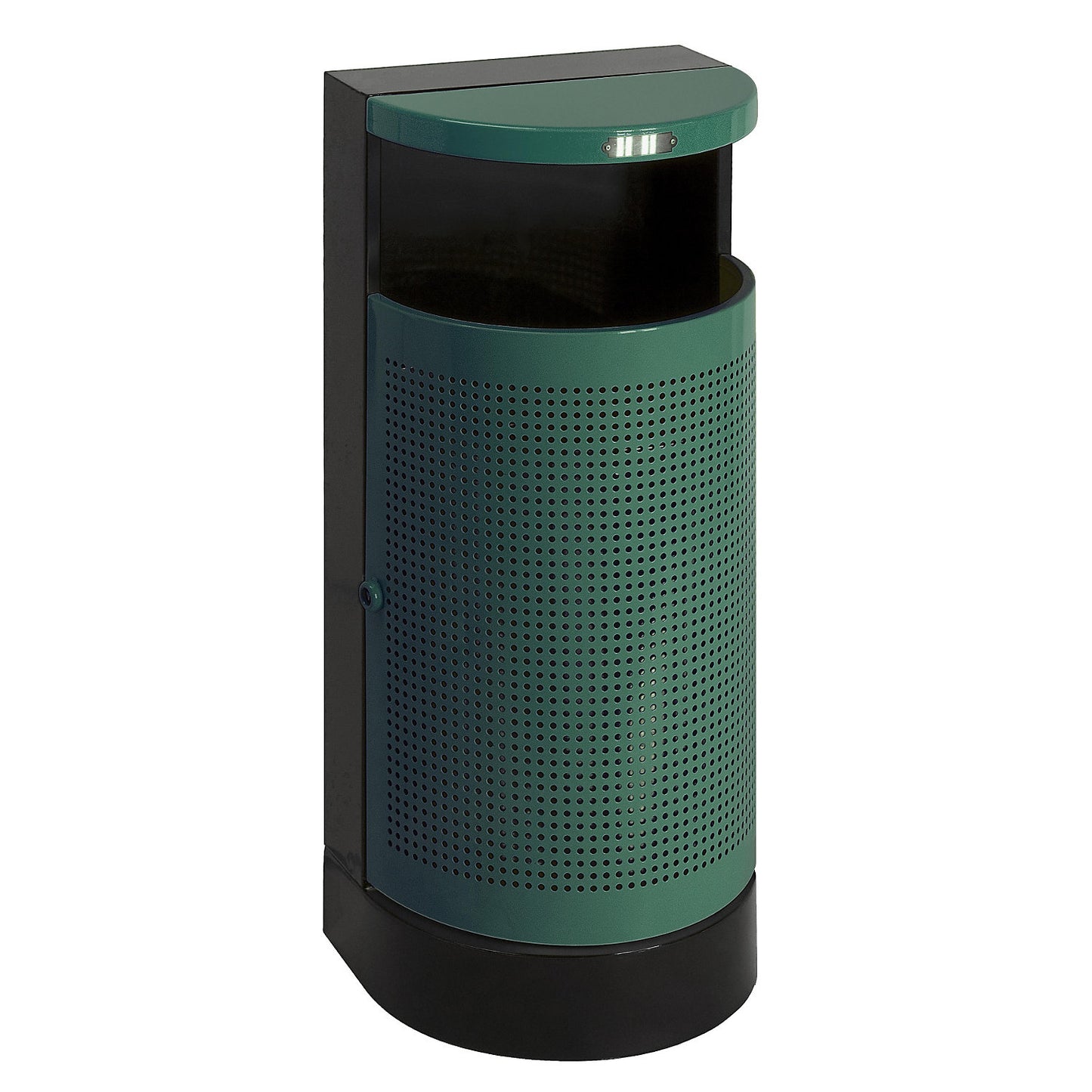 Outdoor waste collector, semi circular, capacity 35 l, HxWxD 900 x 320 x 400 mm, green.
