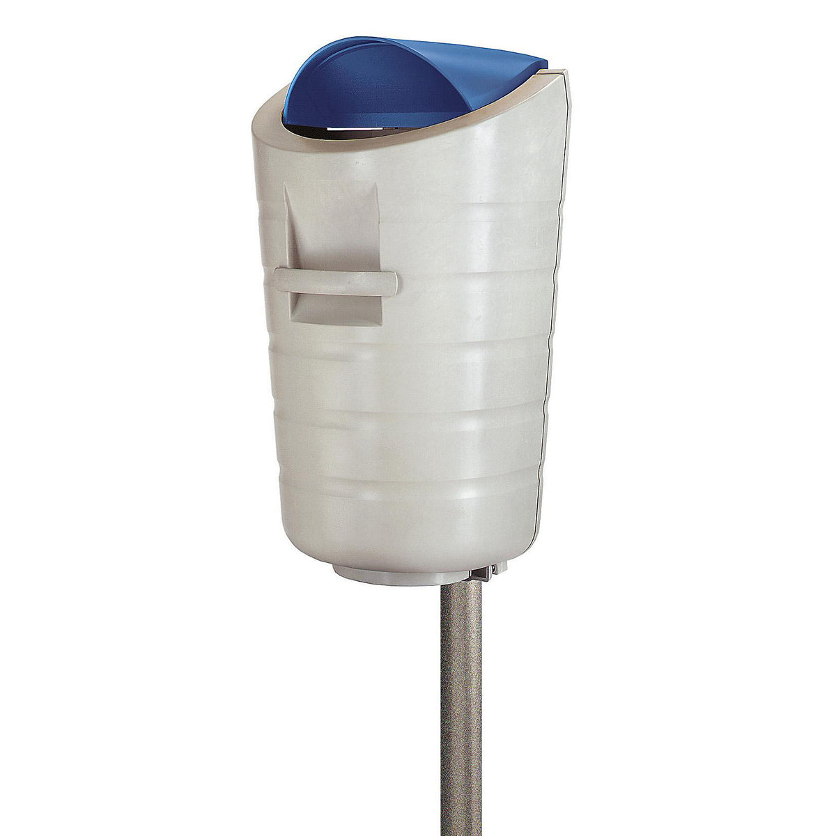 Outdoor waste collector, capacity 50 l, WxHxD 444 x 744 x 325 mm, grey, blue lid.
