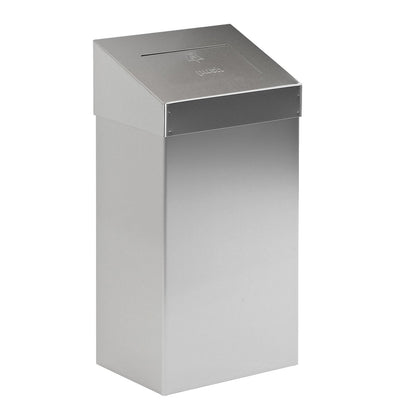 Waste collector with push lid, capacity 18 l, WxHxD 277 x 500 x 170 mm, stainless steel, matt finish.