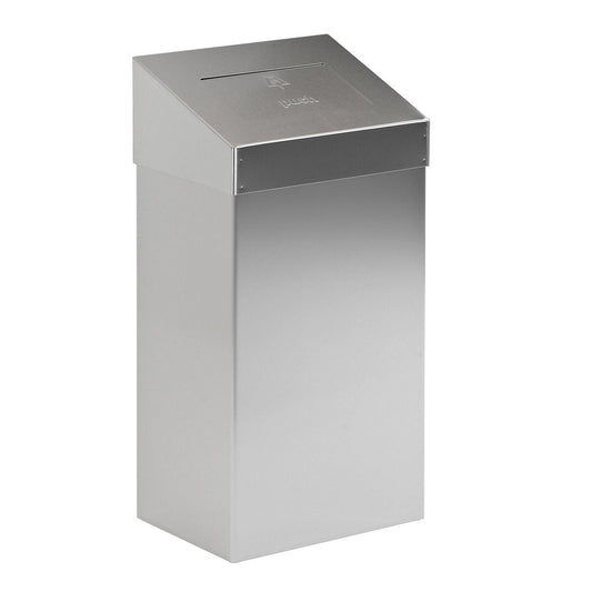 Waste collector with push lid, capacity 18 l, WxHxD 277 x 500 x 170 mm, stainless steel, matt finish.