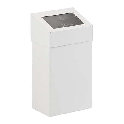 Waste collector with push lid, capacity 18 l, WxHxD 277 x 500 x 170 mm, aluminium, white.