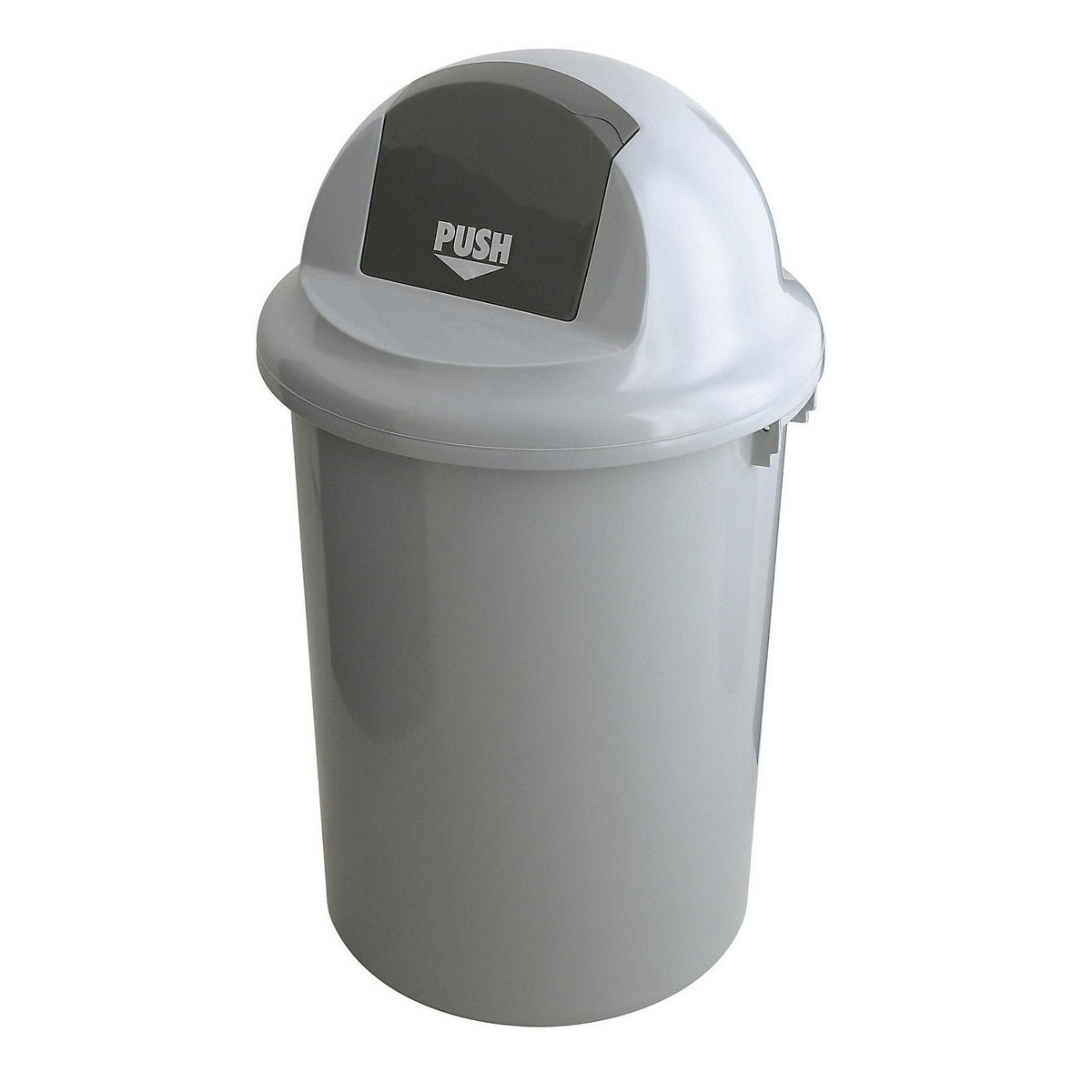 Waste collector with push lid, grey, capacity 90 l.