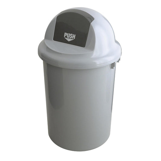 Waste collector with push lid, grey, capacity 90 l.
