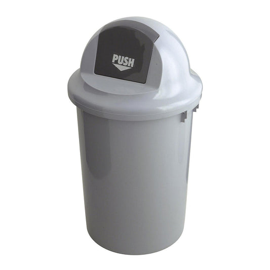 Waste collector with push lid, grey, capacity 60 l.