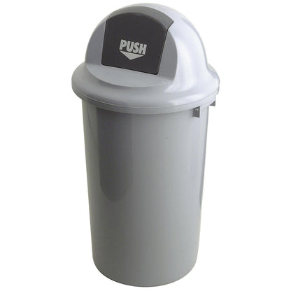 Waste collector with push lid, grey, capacity 47 l.