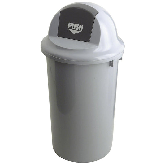 Waste collector with push lid, grey, capacity 47 l.