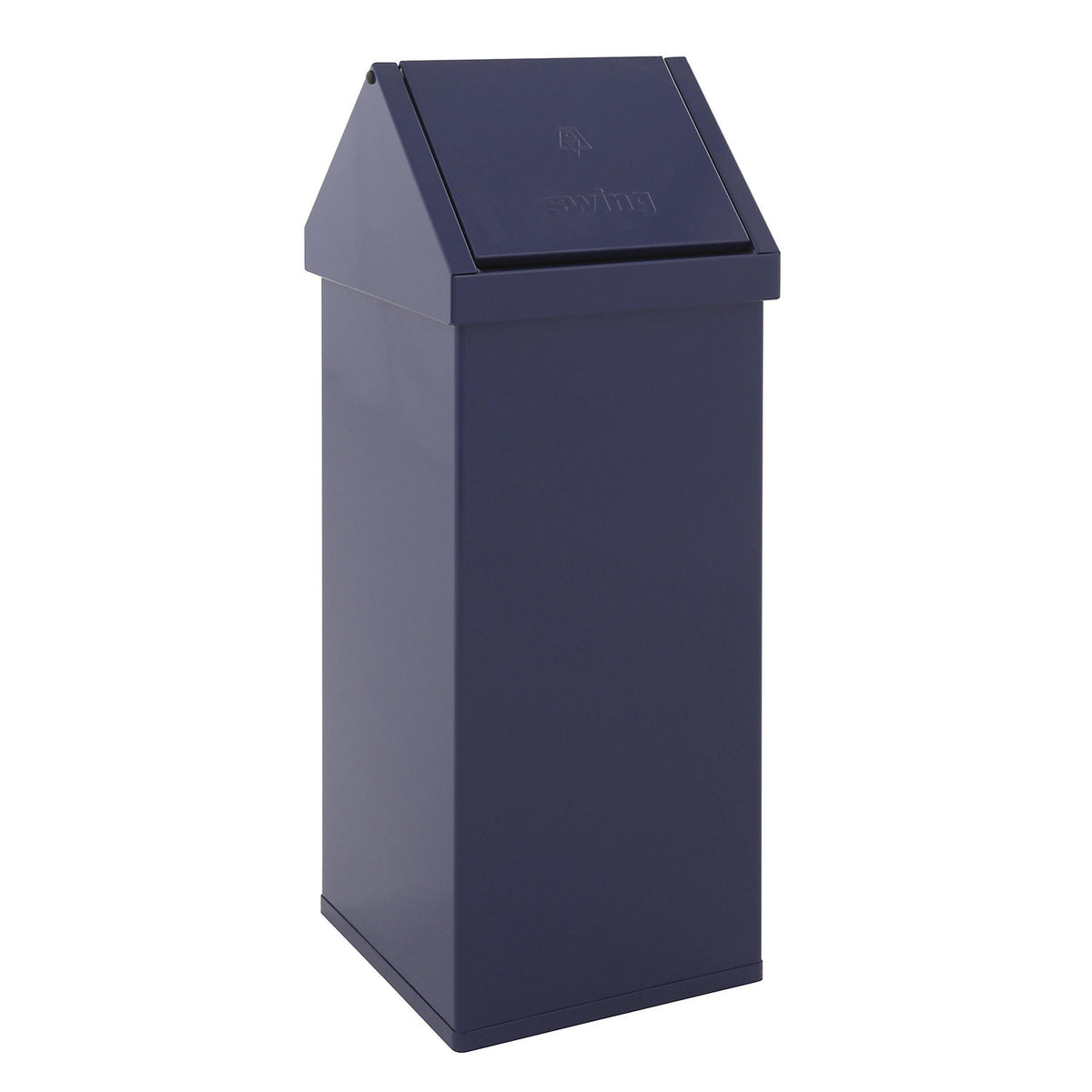 Waste collector, aluminium, with swing lid, capacity 110 l, WxHxD 360 x 1000 x 360 mm, blue.