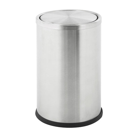 Waste collector with swing lid, capacity 10 l, HxØ 300 x 200 mm, stainless steel, matt finish.